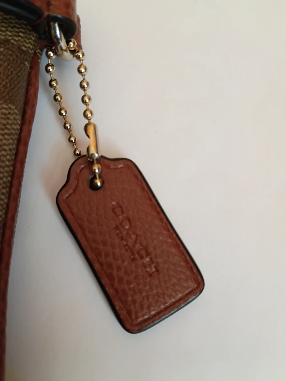 Coach Brown Signature Canvas Wristlet with Gold Logo